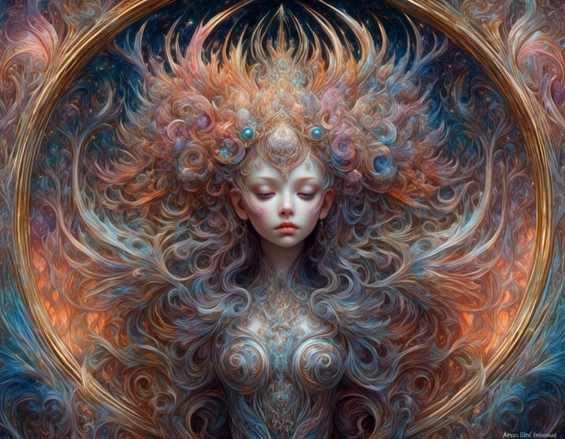 <lora:Elegance:1.0> Fluffy, magical, meticulously hyperdetailed pearlesque filigree, cute magical beautiful stunning bimbo by artist "rick s...