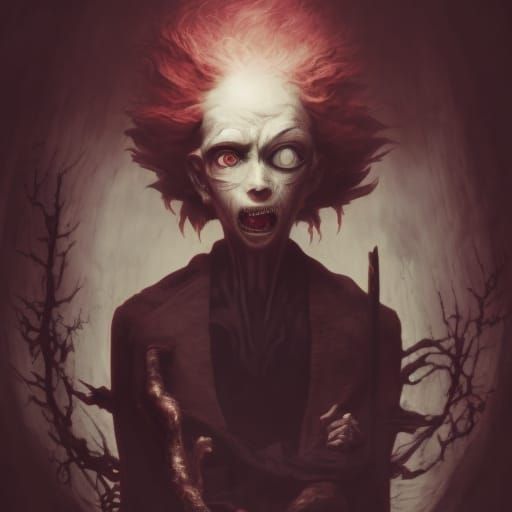 Creepy looking Kazuo Umezu Character horror Theme Elegant De...