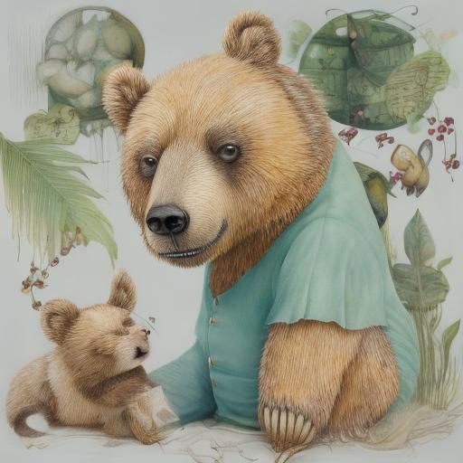 <lora:Musical-Flairs DSv8:1.0>Teddy bears playing in a band, whimsical, Beatrix Potter