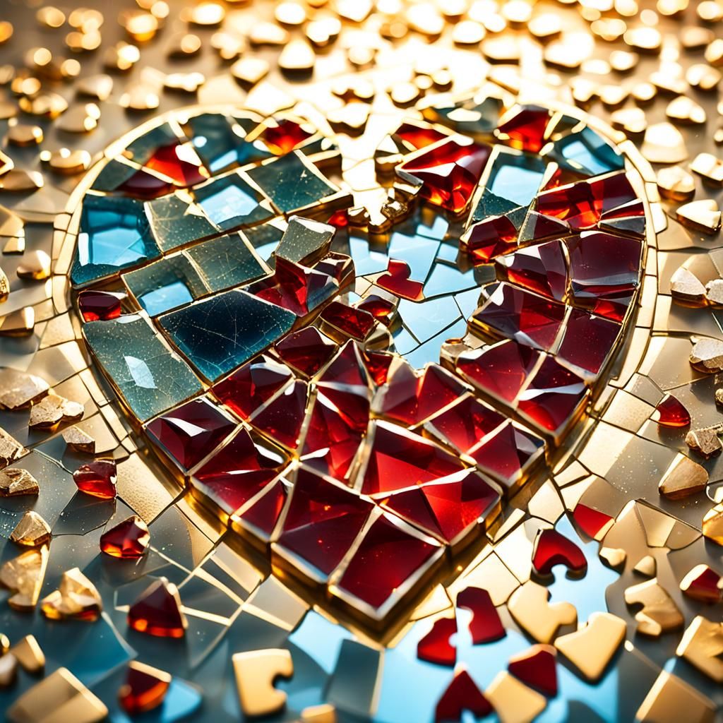 Shattered Heart Portrait in Golden Light