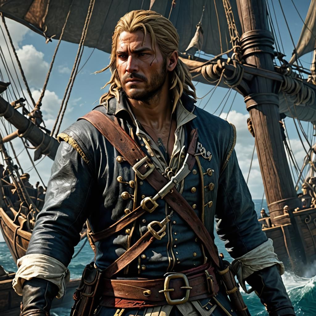 Edward kenway pirate intricate details, HDR, beautifully sho...