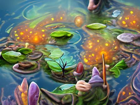 Pond of magic detailed painting digital illustration