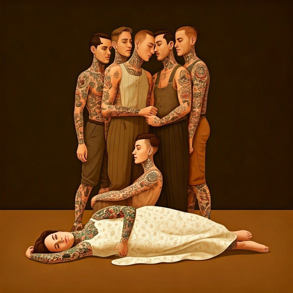 Tattooed People Stacked in Harmonious Unity