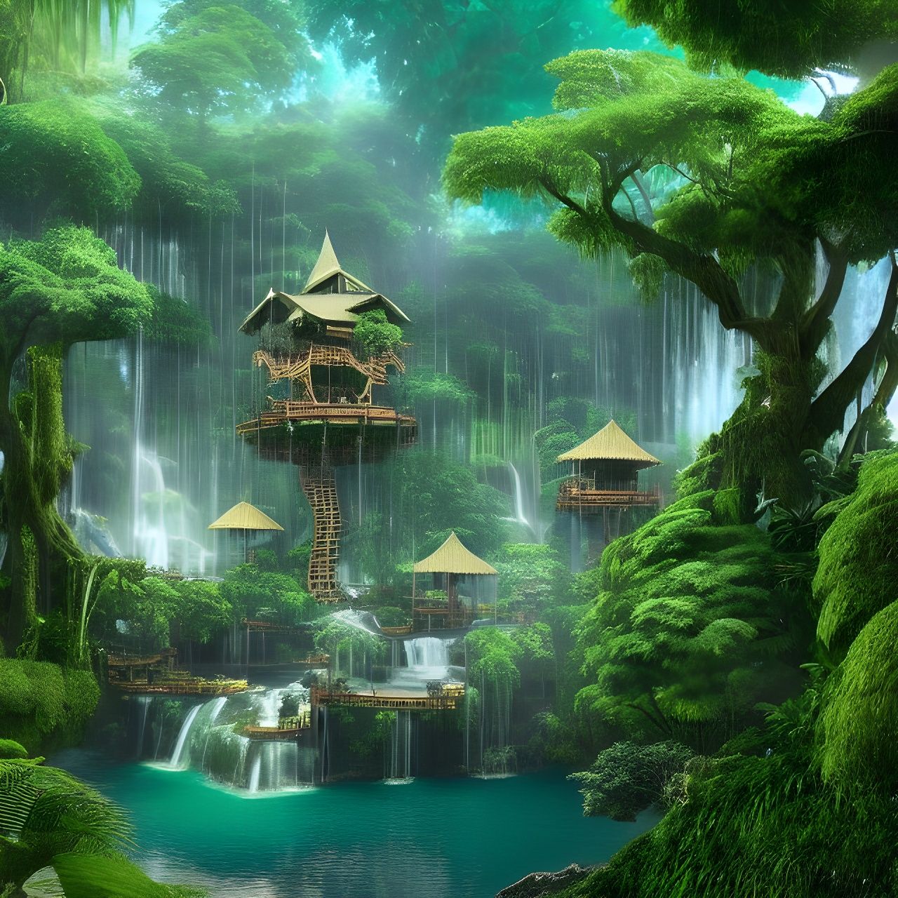 Homes of the world {jungle} - AI Generated Artwork - NightCafe Creator