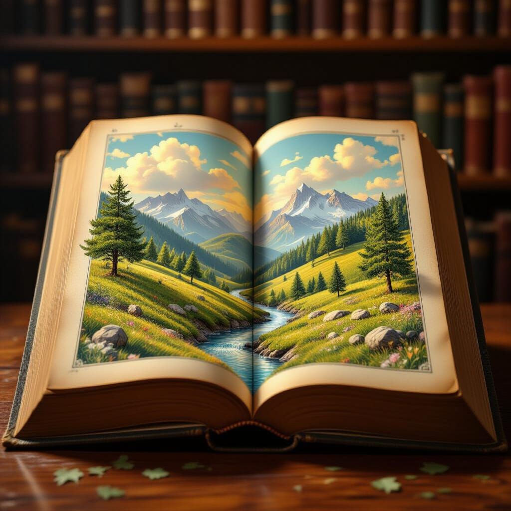 Open Book Reveals Living 3D Landscape