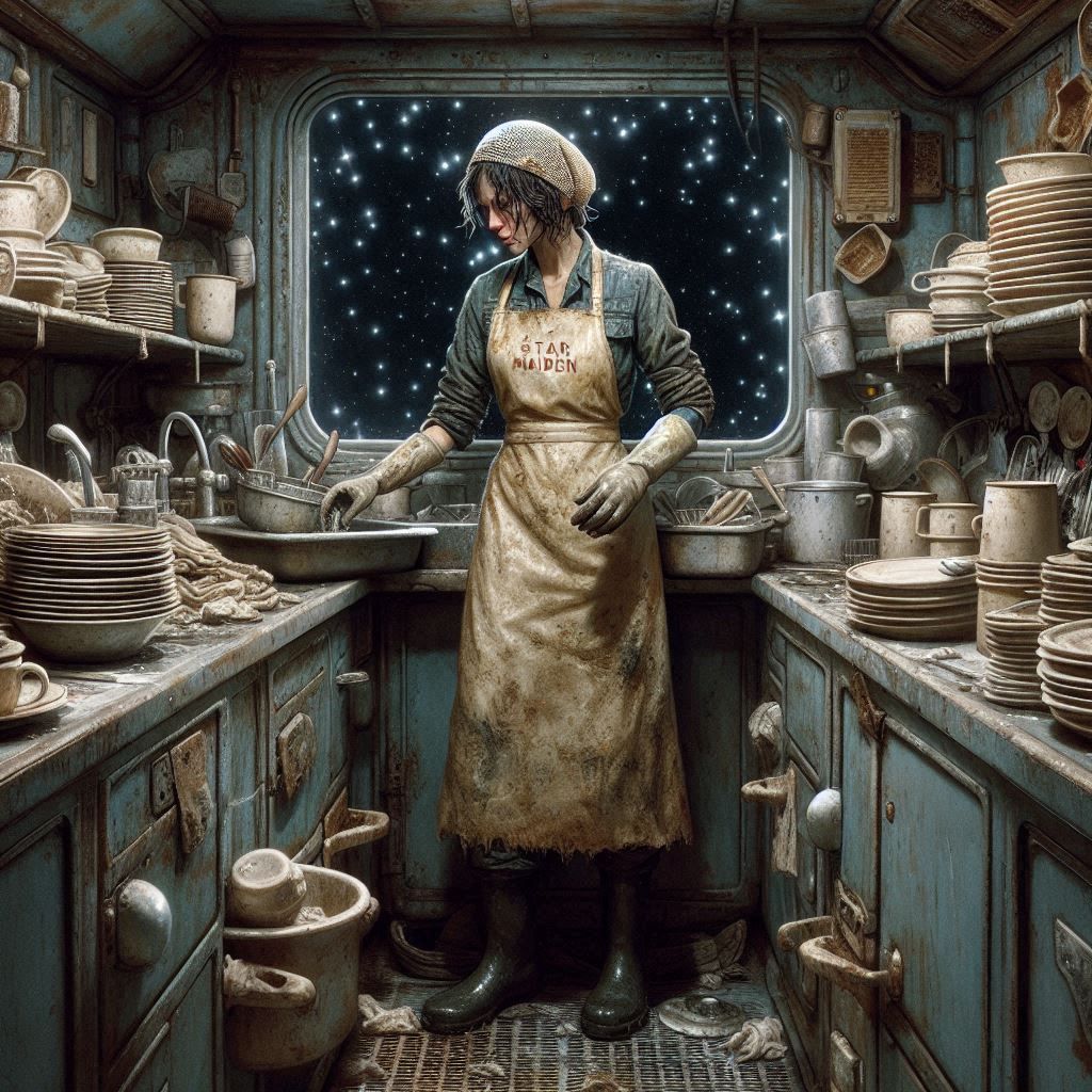 Ship's cook is doing the dishes (4)