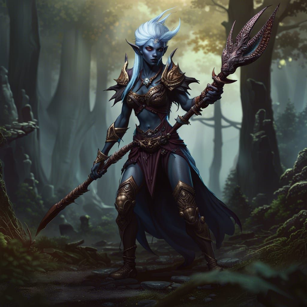 Female Dark elf spore druid.