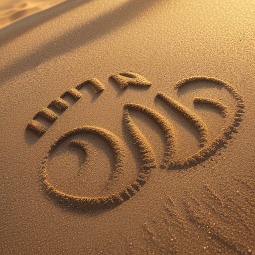 Hyperrealistic Sand Message Disappearing in Golden Hour Ligh...