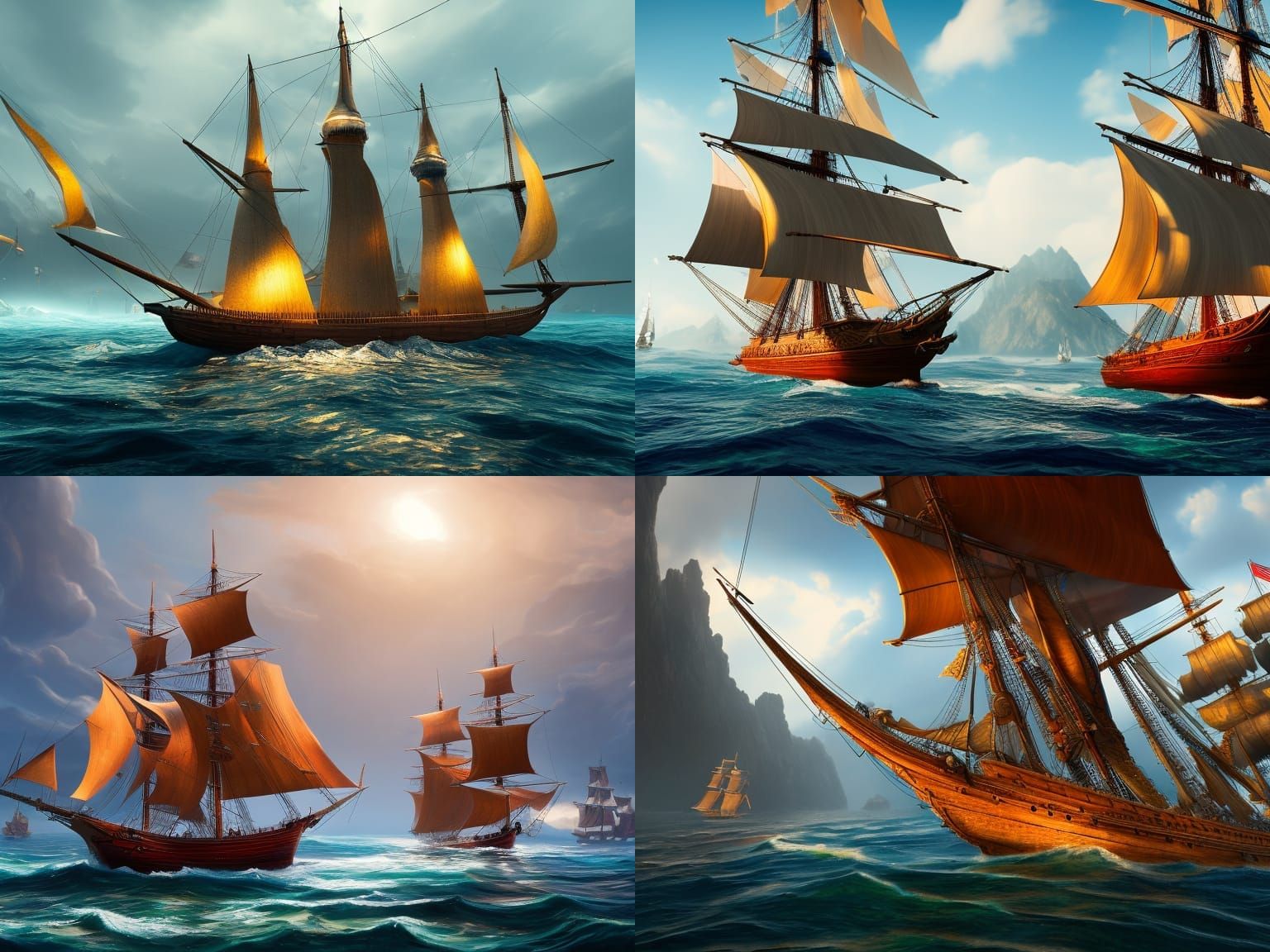 model sailing ship inside a glass bottle, model ship, sails, waves, detailed matte painting