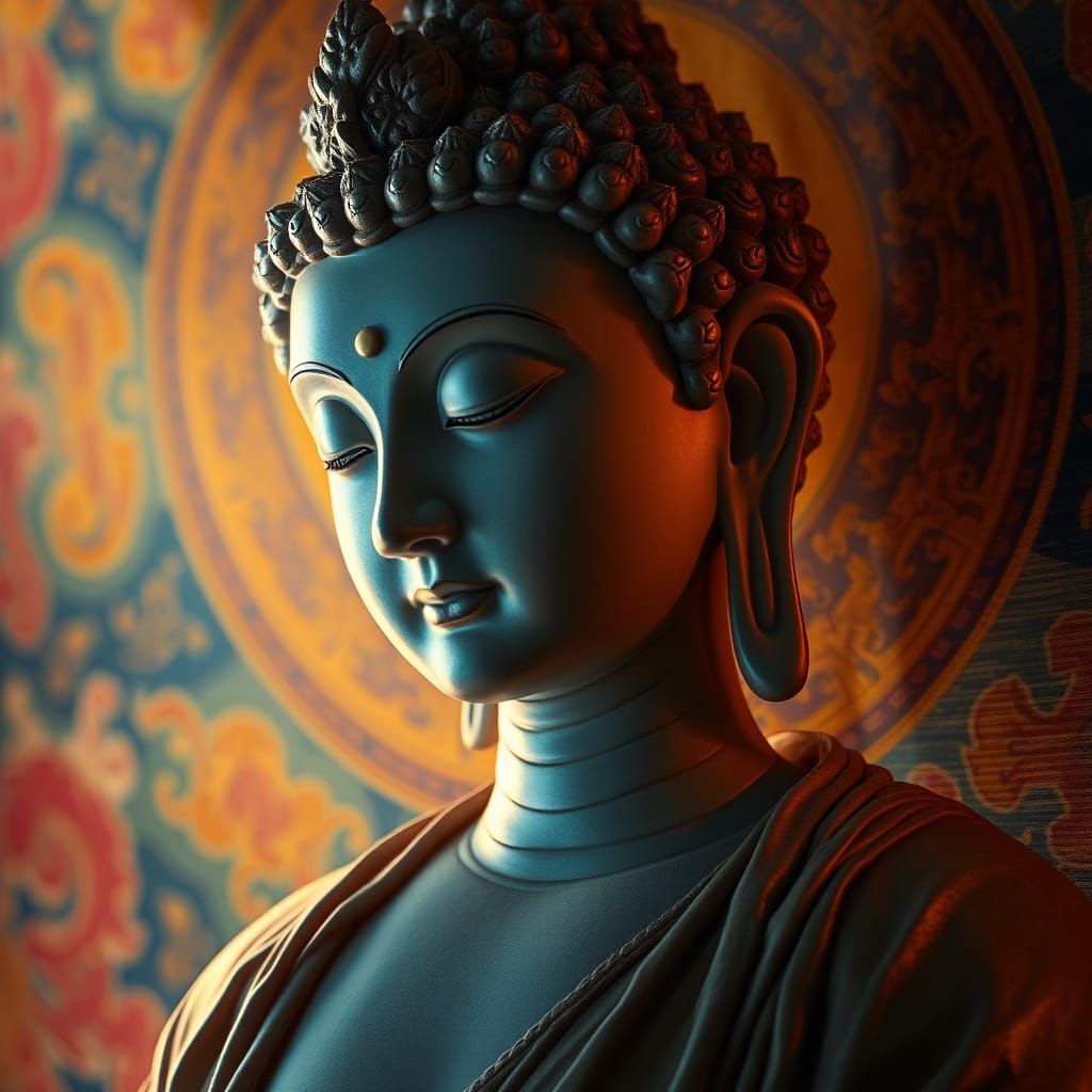 Detailed Bodhisattva Portrait in Hyperrealistic Style