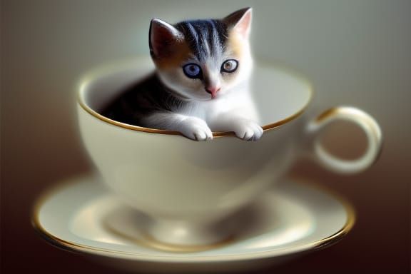 Kitten in a teacup - AI Generated Artwork - NightCafe Creator