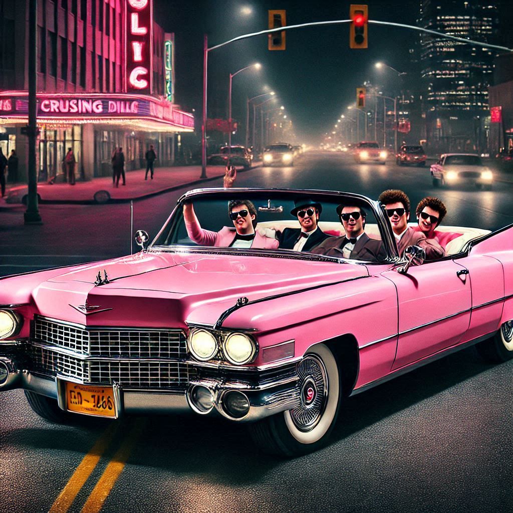 Your pink Cadillac Crushed velvet seats Riding in the back C...
