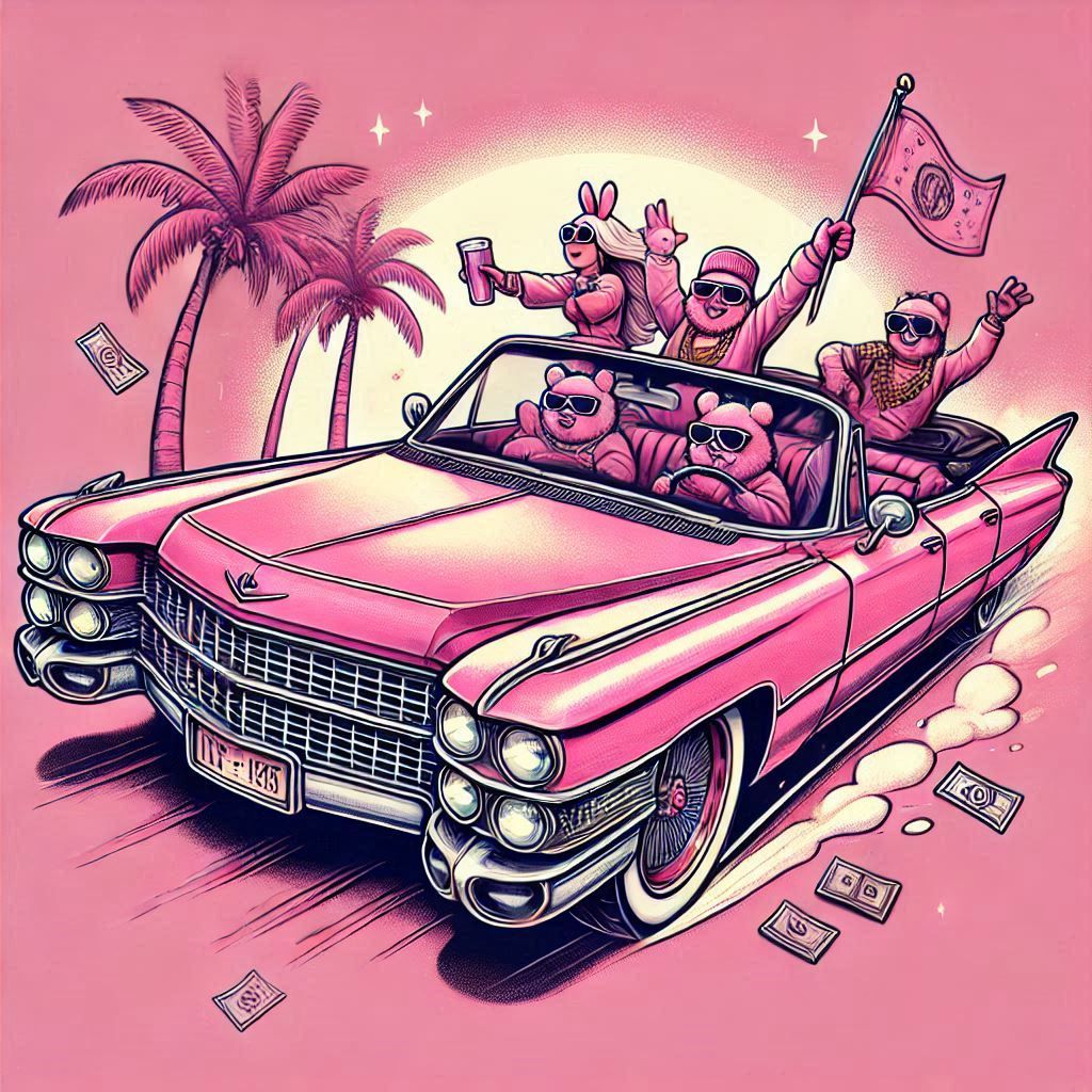 Your pink Cadillac Crushed velvet seats Riding in the back C...