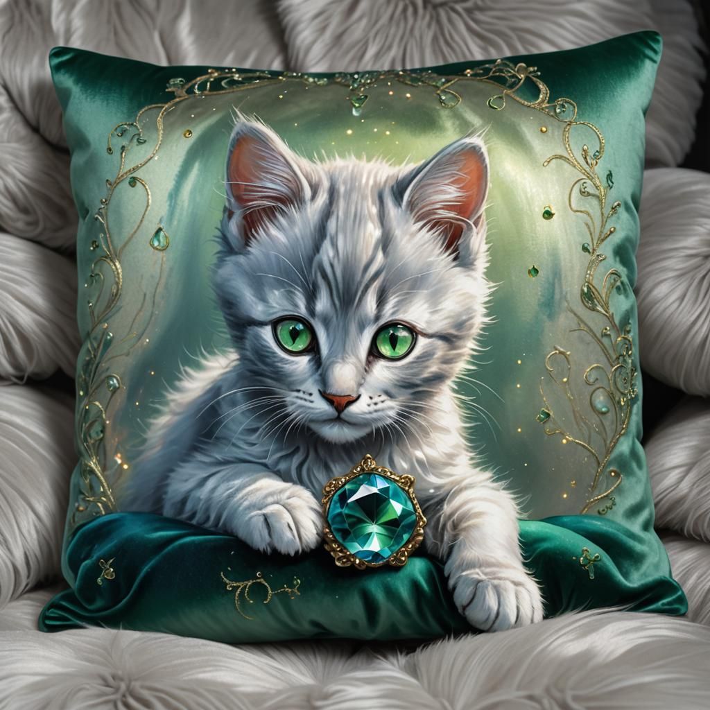 solid silver kitten with green eyes