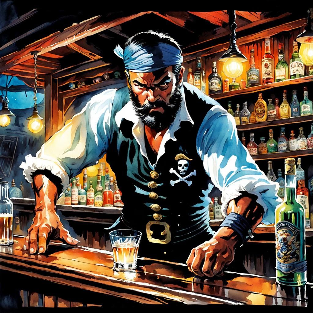 Pirate bartender   by @Captn Cutlass