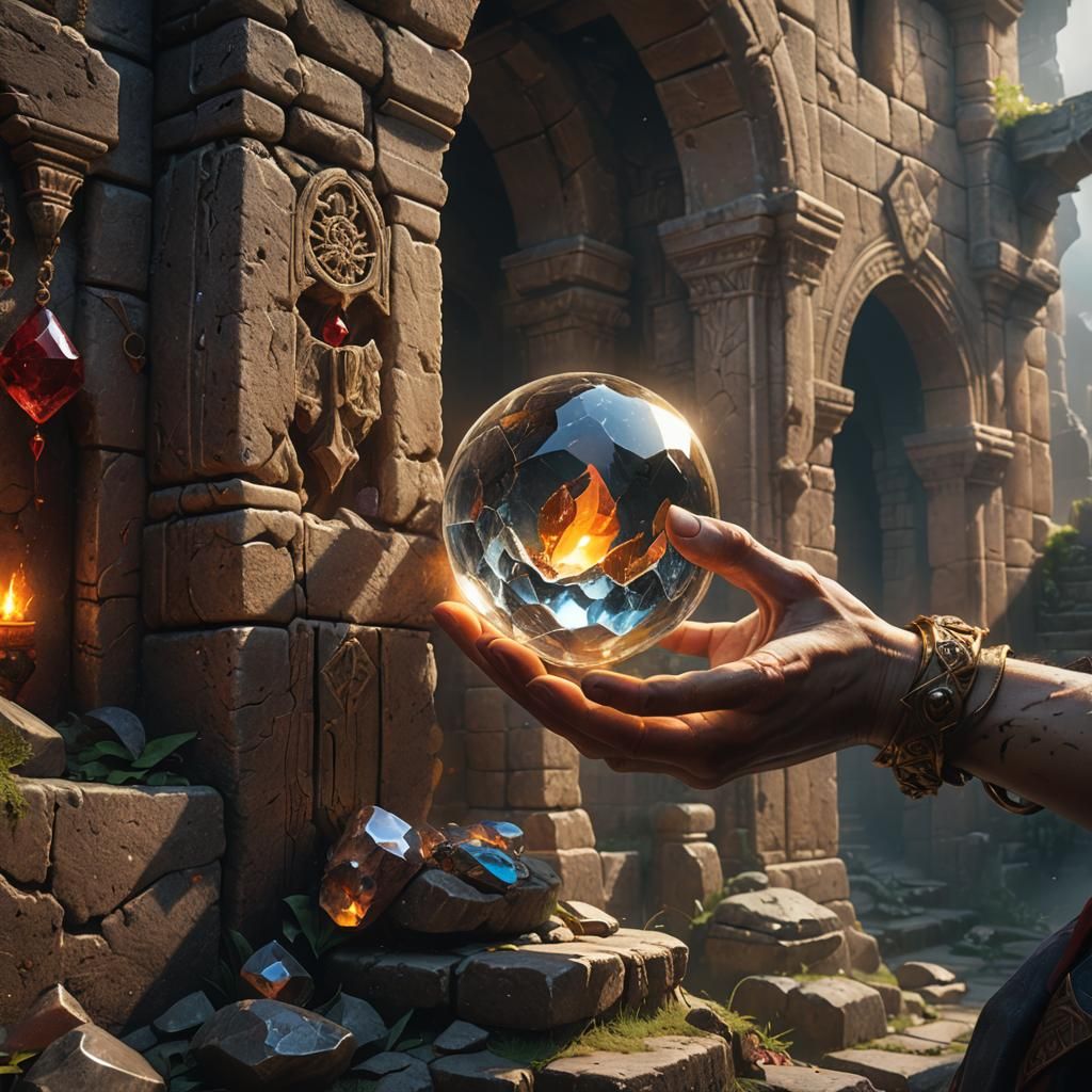 Crystal Orb in Ancient Ruins: Fantasy Concept Art