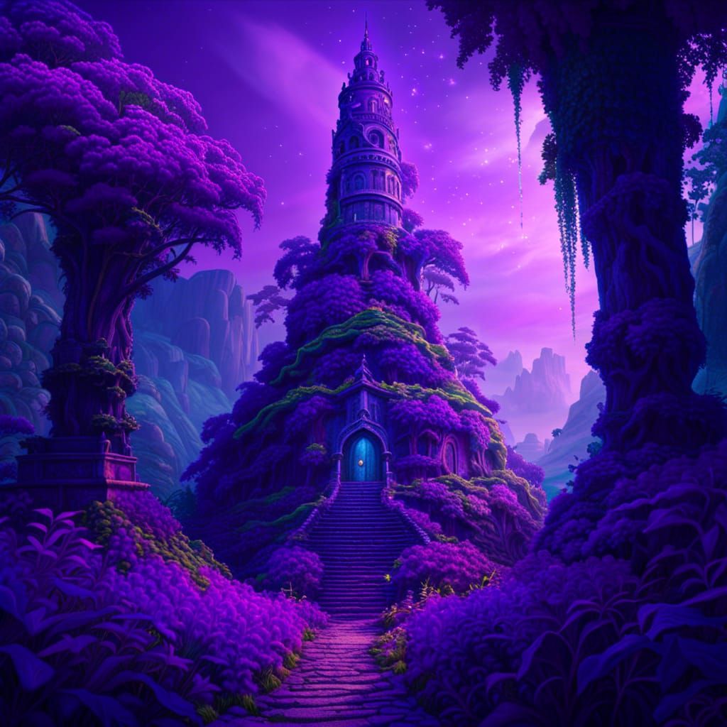 Magical Purple Tower - Ai Generated Artwork - Nightcafe Creator