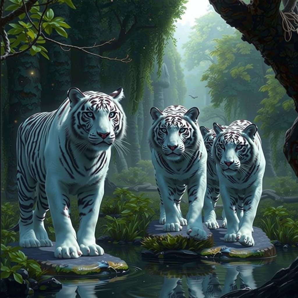 White tigers   by @SilverMoon