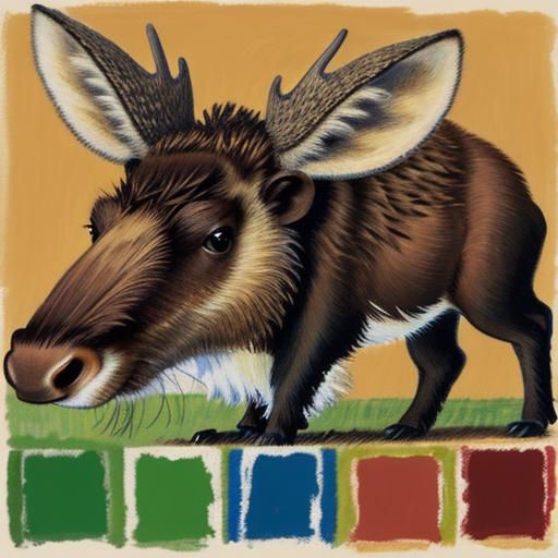 Hedgehog draws a portrait of a moose 
By Zinaida Serebriakov...