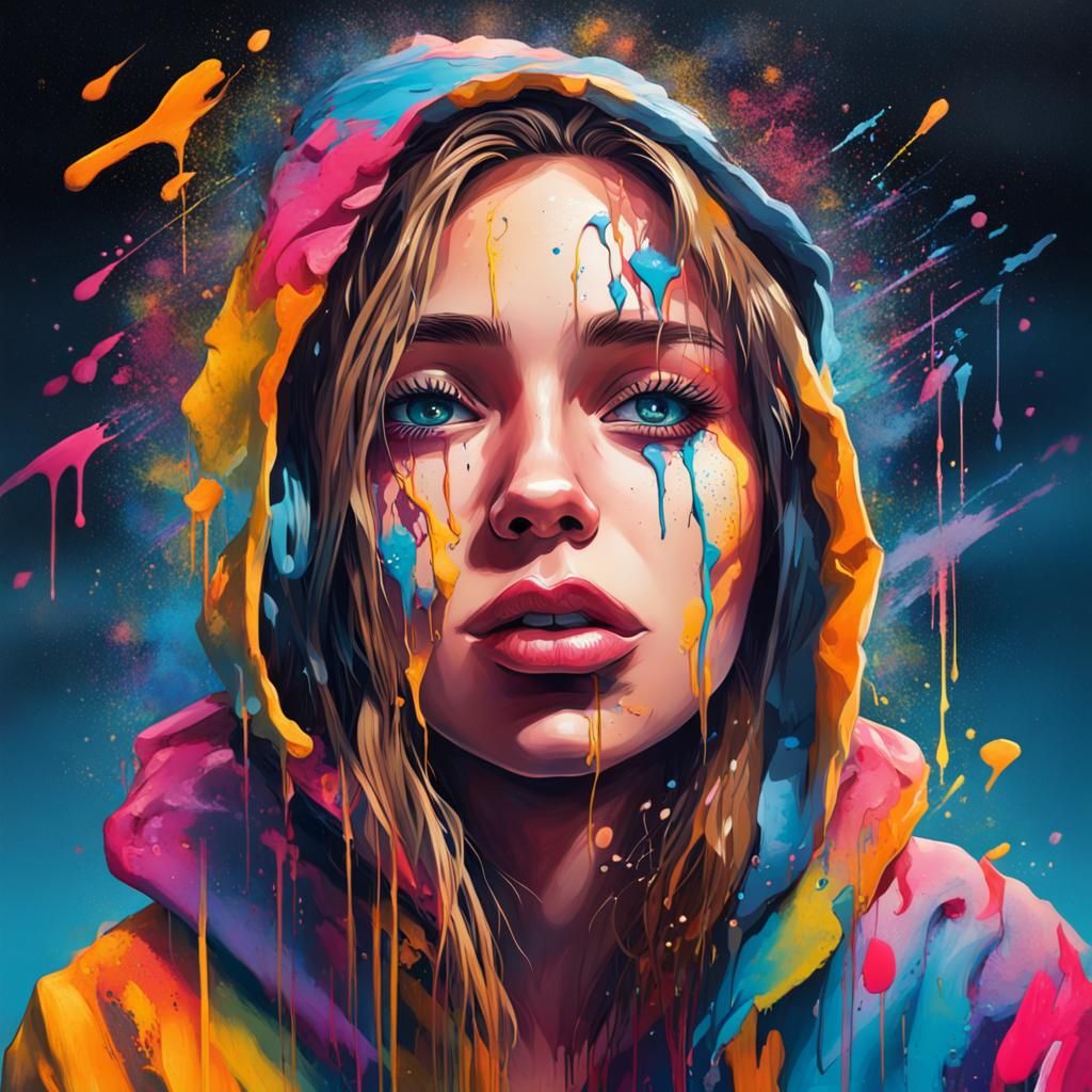 Vibrant Beautiful Girl Crying Ai Generated Artwork Nightcafe Creator