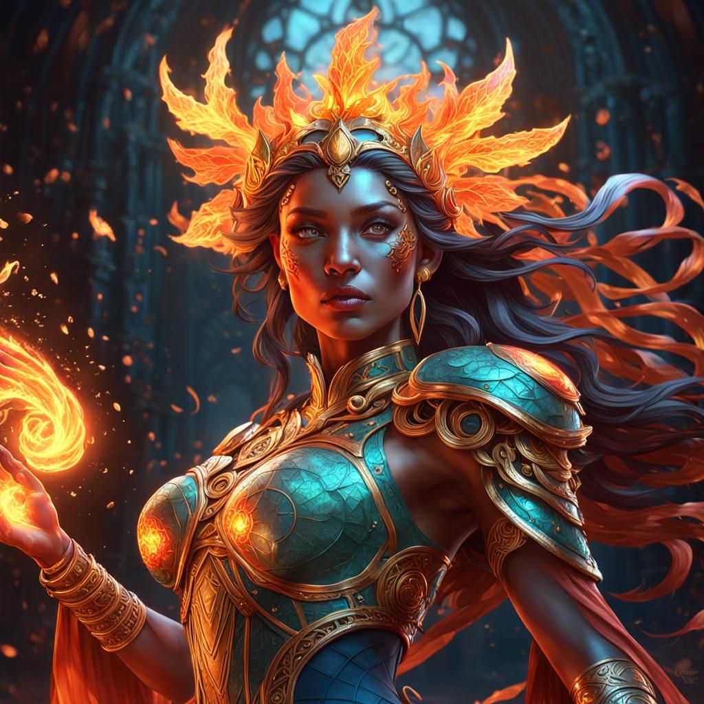 fire goddess full body side angle
