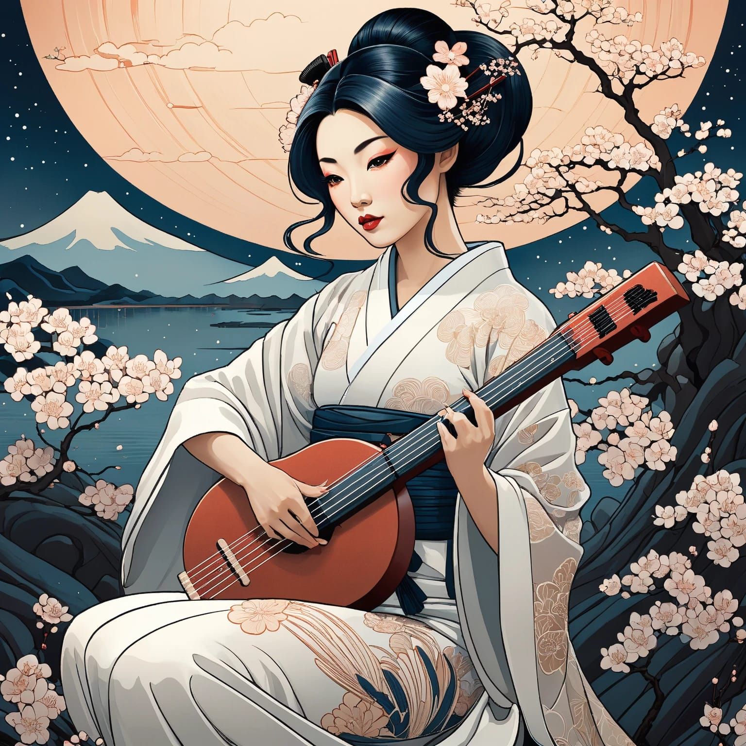 Geisha playing music_Trials with Audrey Kawasaki
