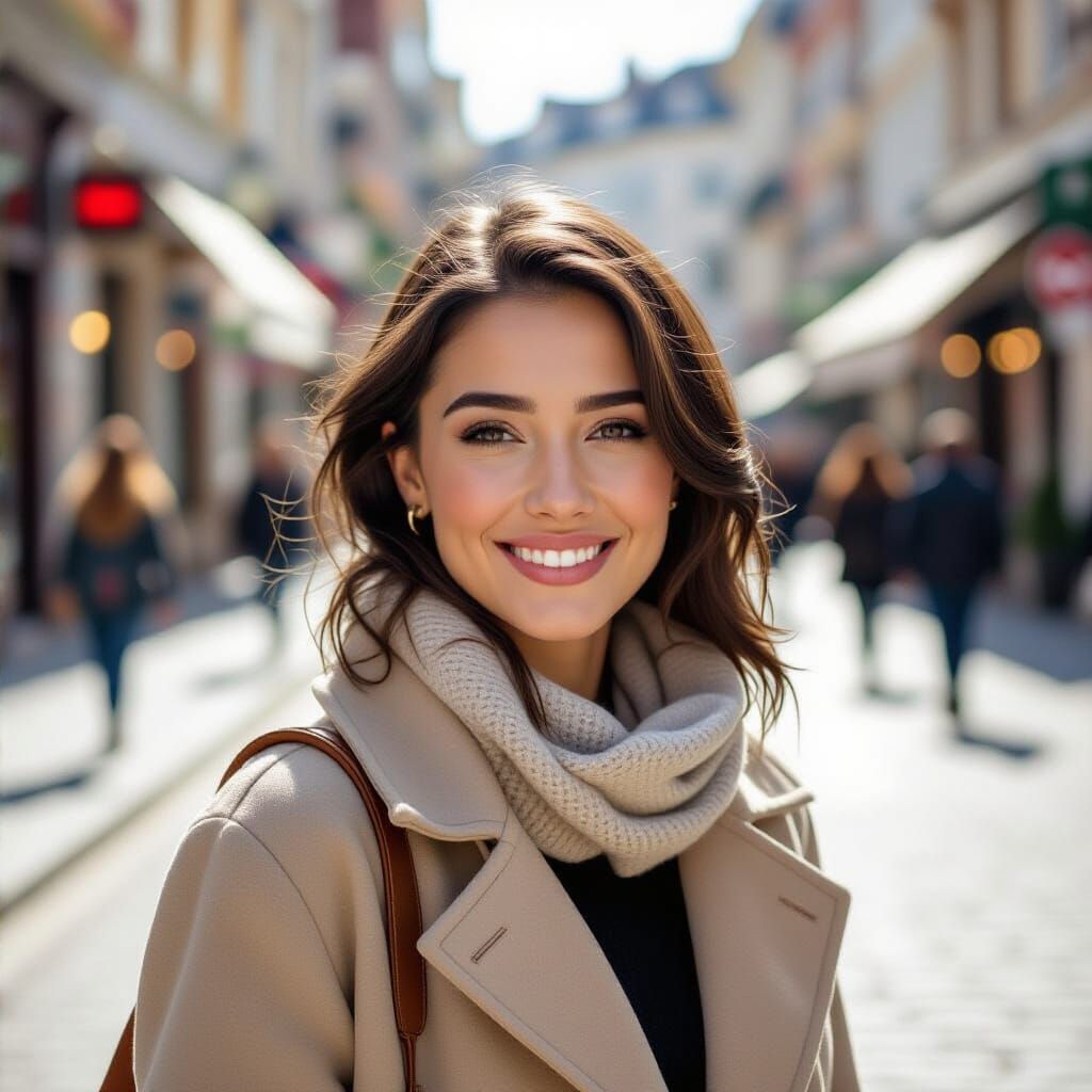 Handsome Man Walking in Crowded Street