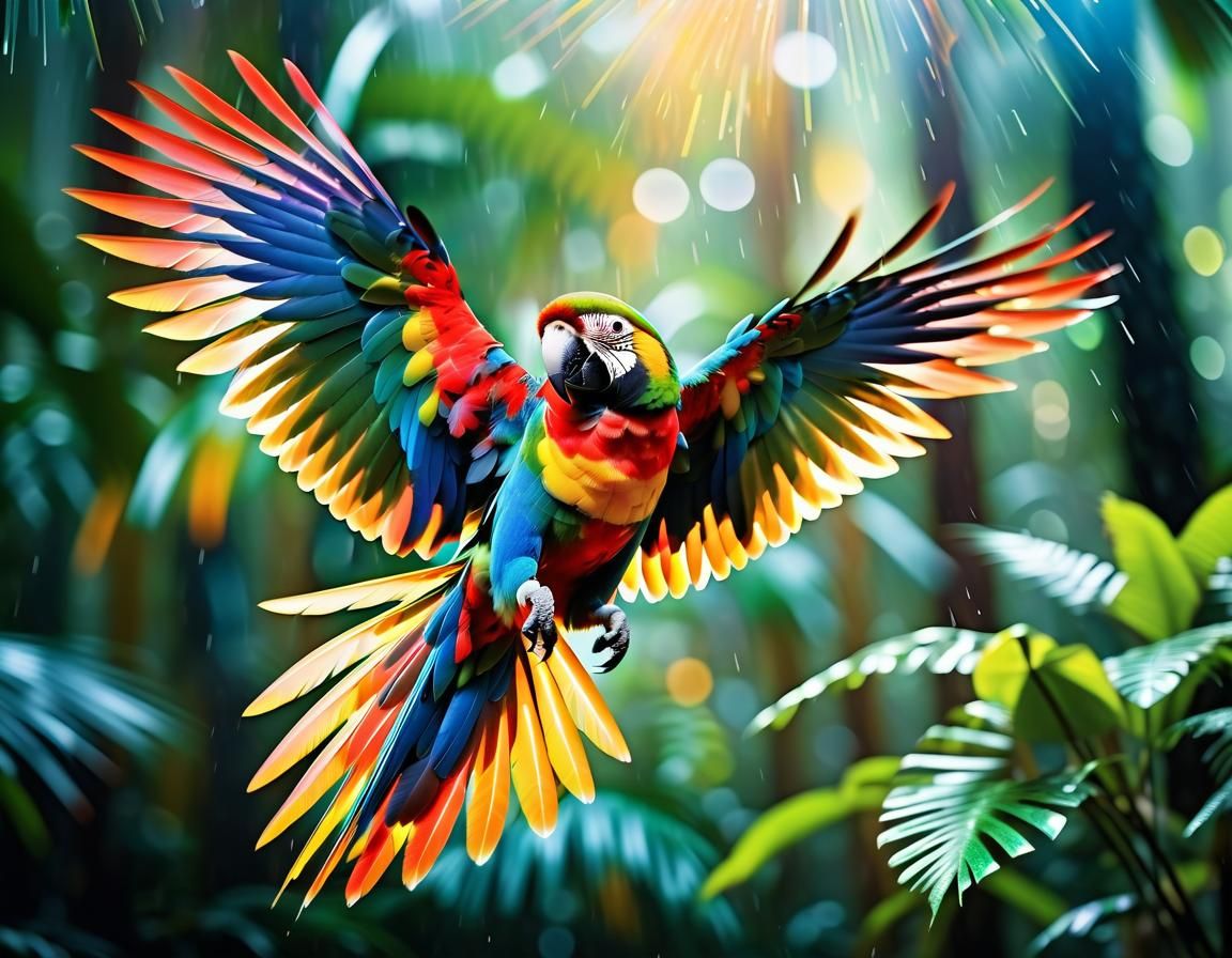 colorful parrot flying