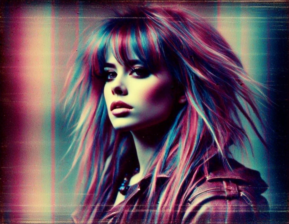 <lora:artefact:0.8>  <lora:ScratchAttitude:0.9> glitchy grainy portrait. Light bleed. Vertical glitch polaroid lines, straight vertical glit...