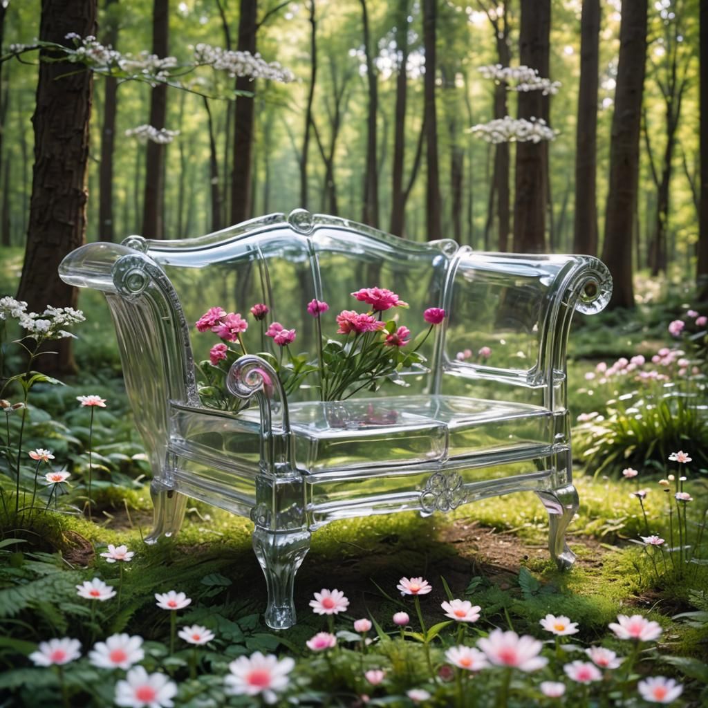 Glass Furniture in Forest: Professional Photography