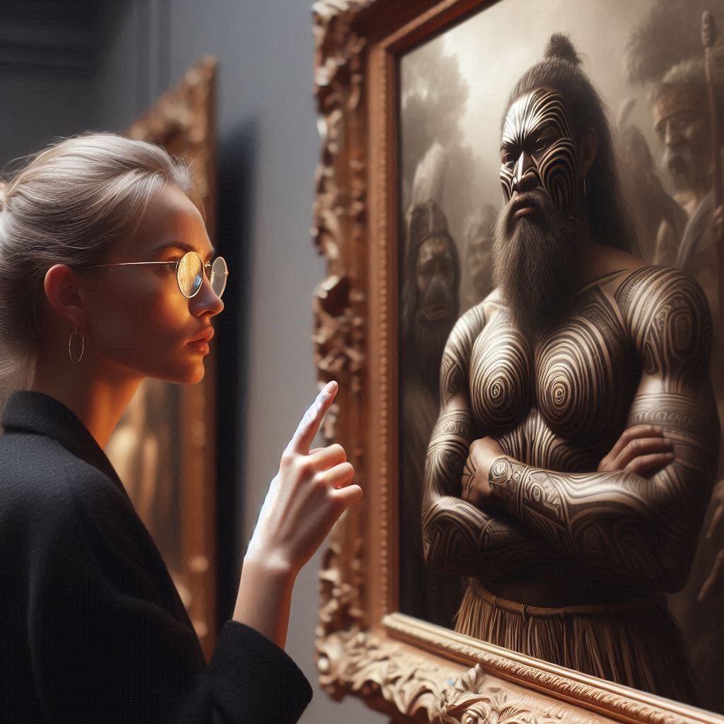 Painting of a Maori warrior