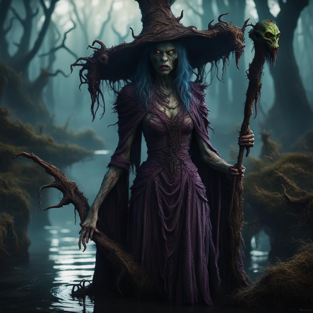 Demonic eldritch swamp witch - AI Generated Artwork - NightCafe Creator