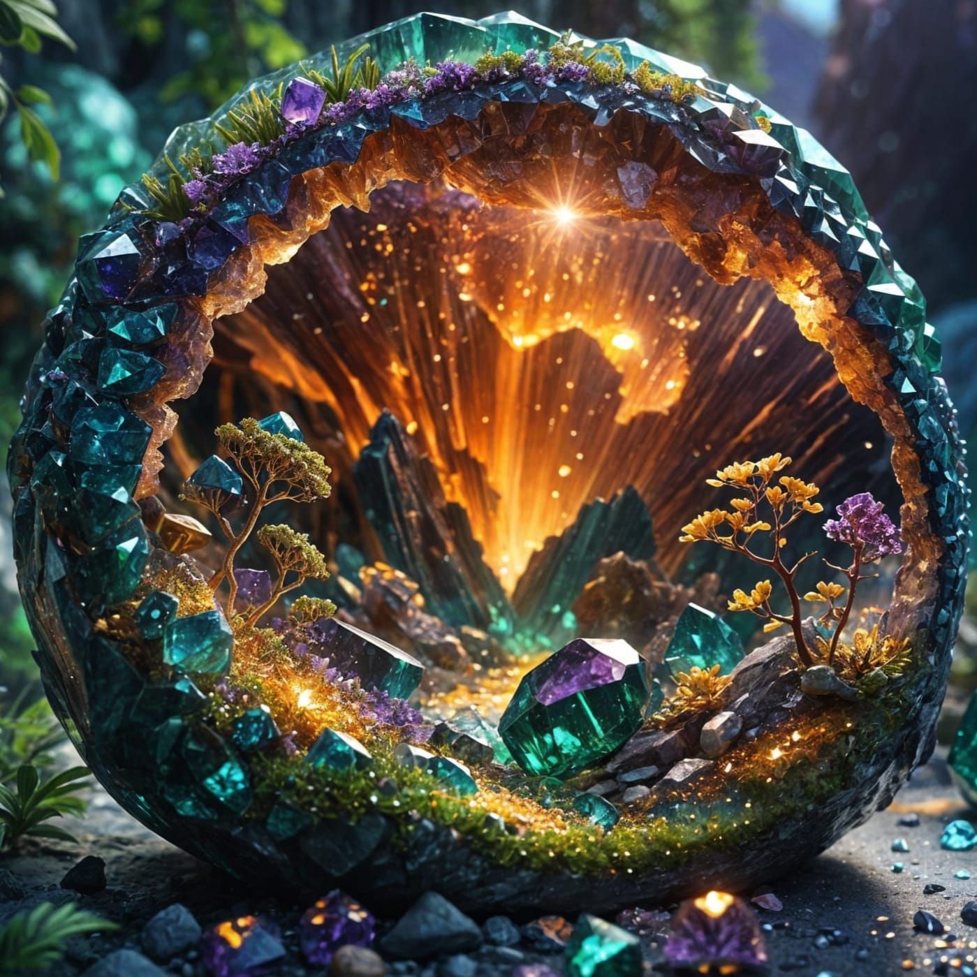 Gemstone Landscape in a Geode  by @Pax