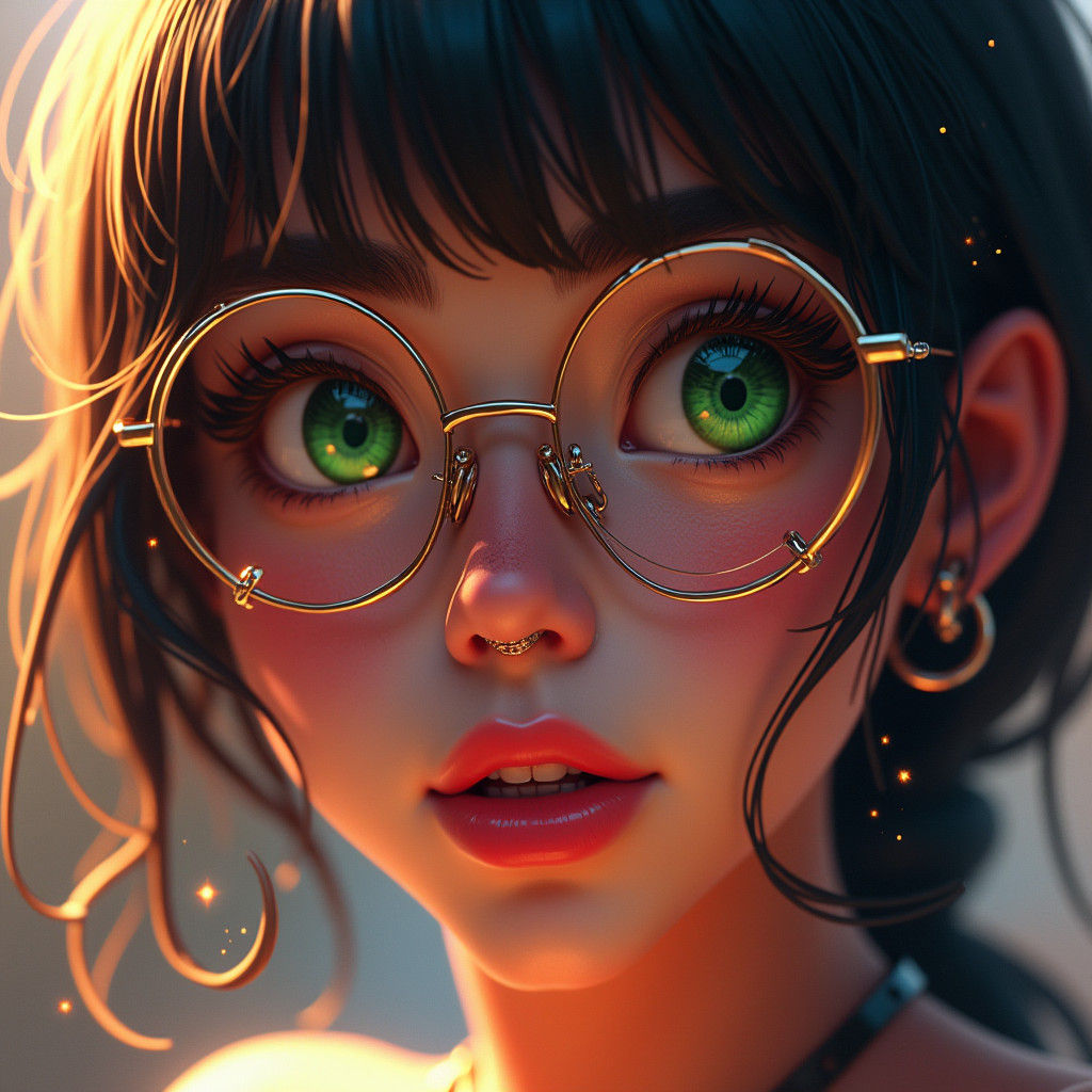 Striking Portrait of Edgy Woman in Digital Art Style