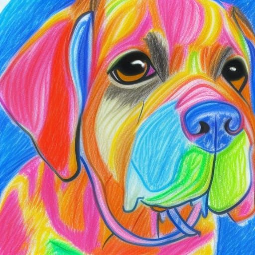 cute crayon drawing of a dog  by @CupfullofArt