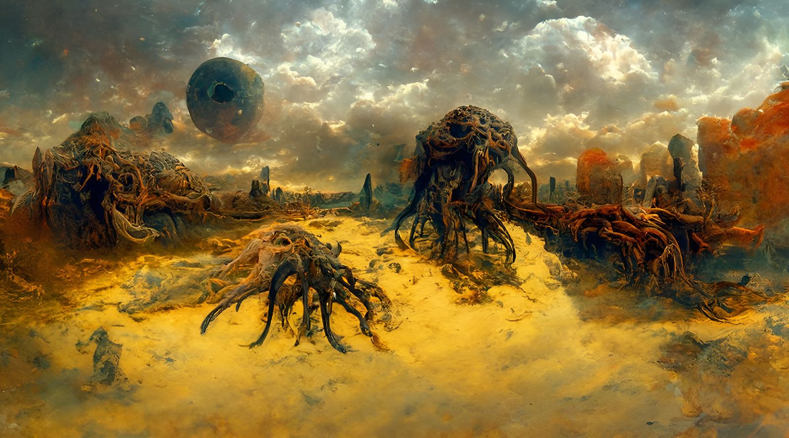 Lovecraftian cosmic horror landscape painting: 5Xn3aGfMWiDp0fgx2DSo ...