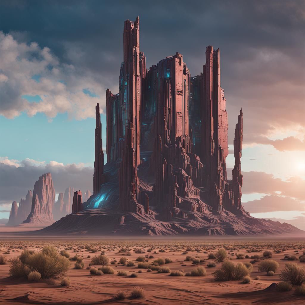 Cyberpunk Shiprock, New Mexico AI Generated Artwork NightCafe Creator