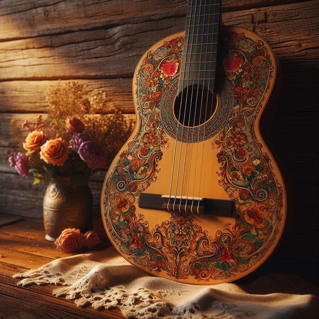 Spanish Guitar and Flowers