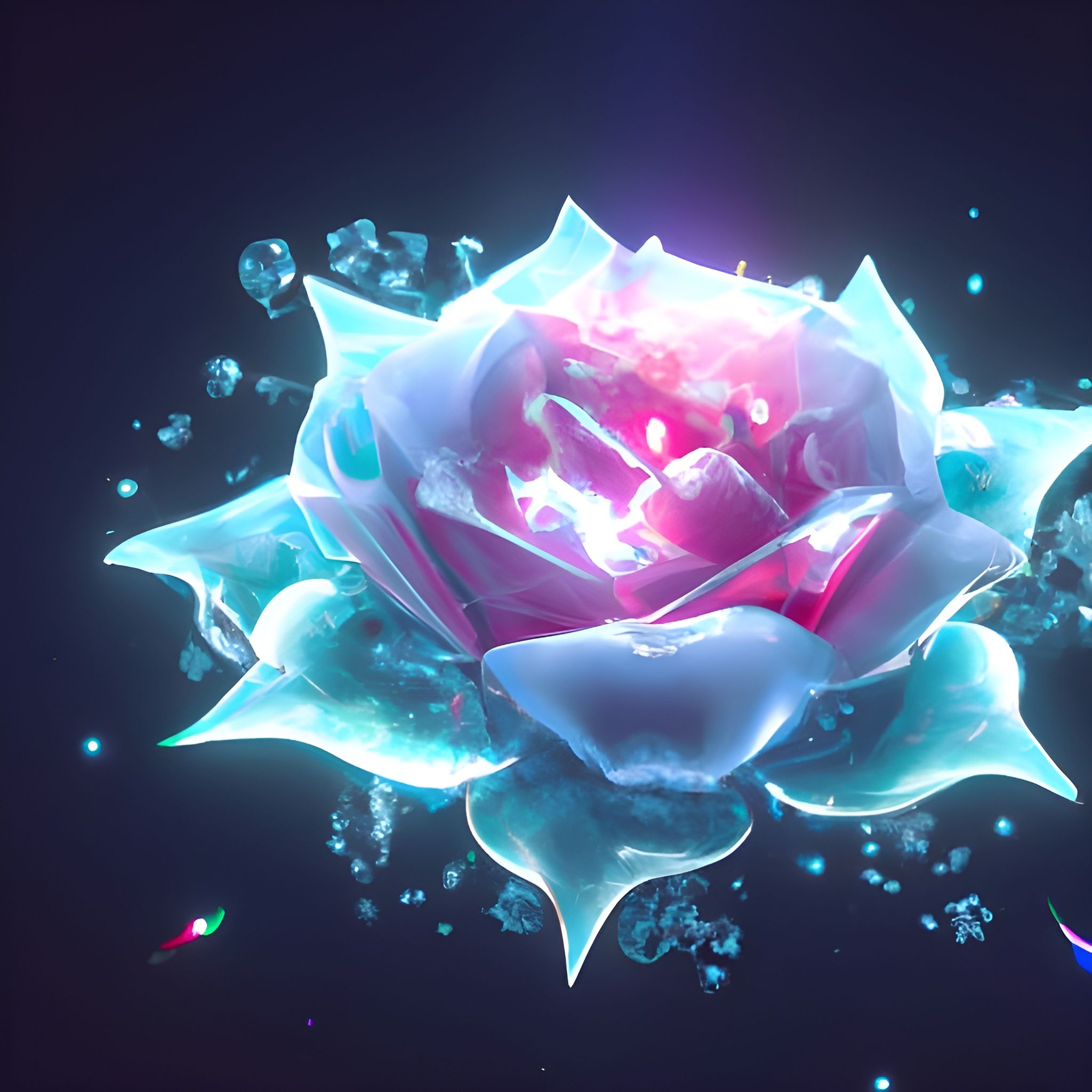 Neon Glowing Rose Super Detailed with Water · Creative Fabrica