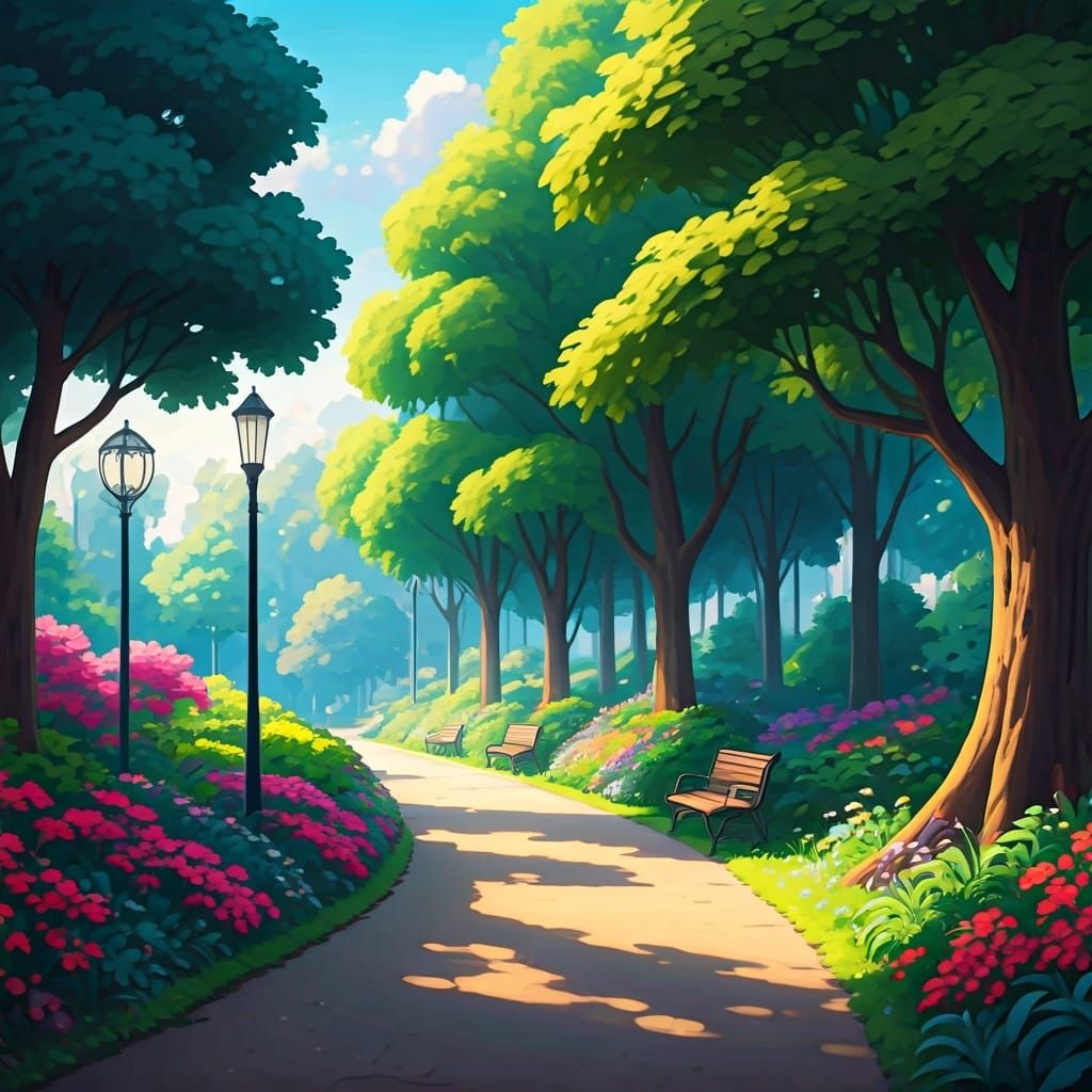 Enchanting Park Scene Inspired by Impressionism