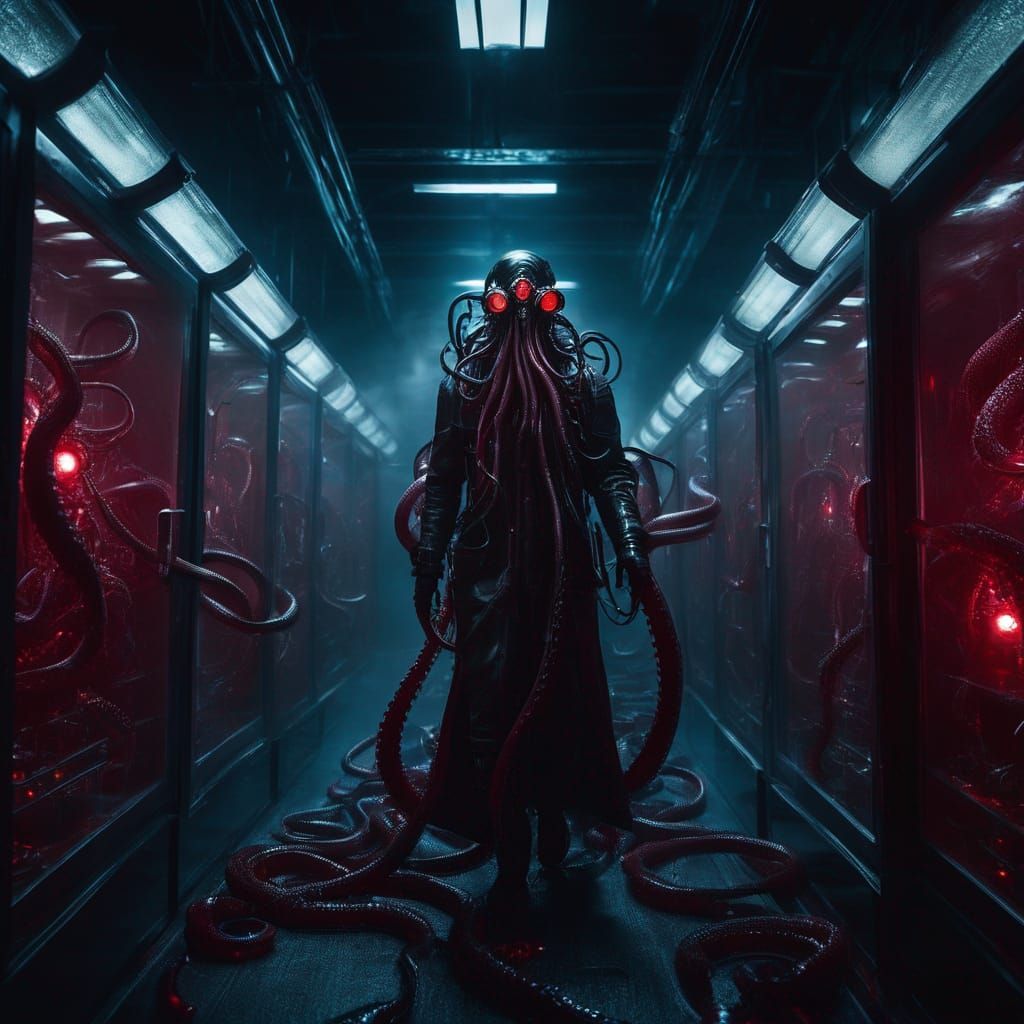Dark tentacle figure in laboratory (Uploaded)