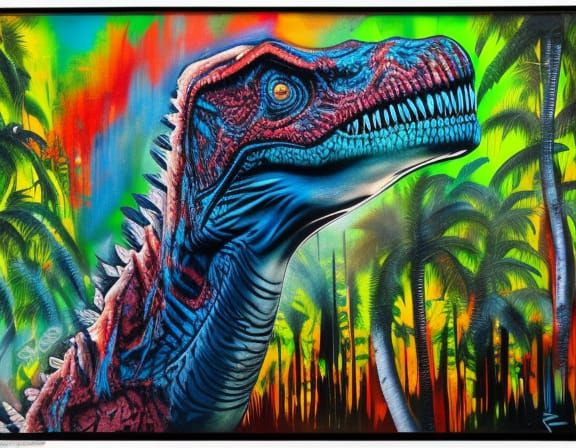 jurassic jungle graffiti art, splash art, street art, spray ...