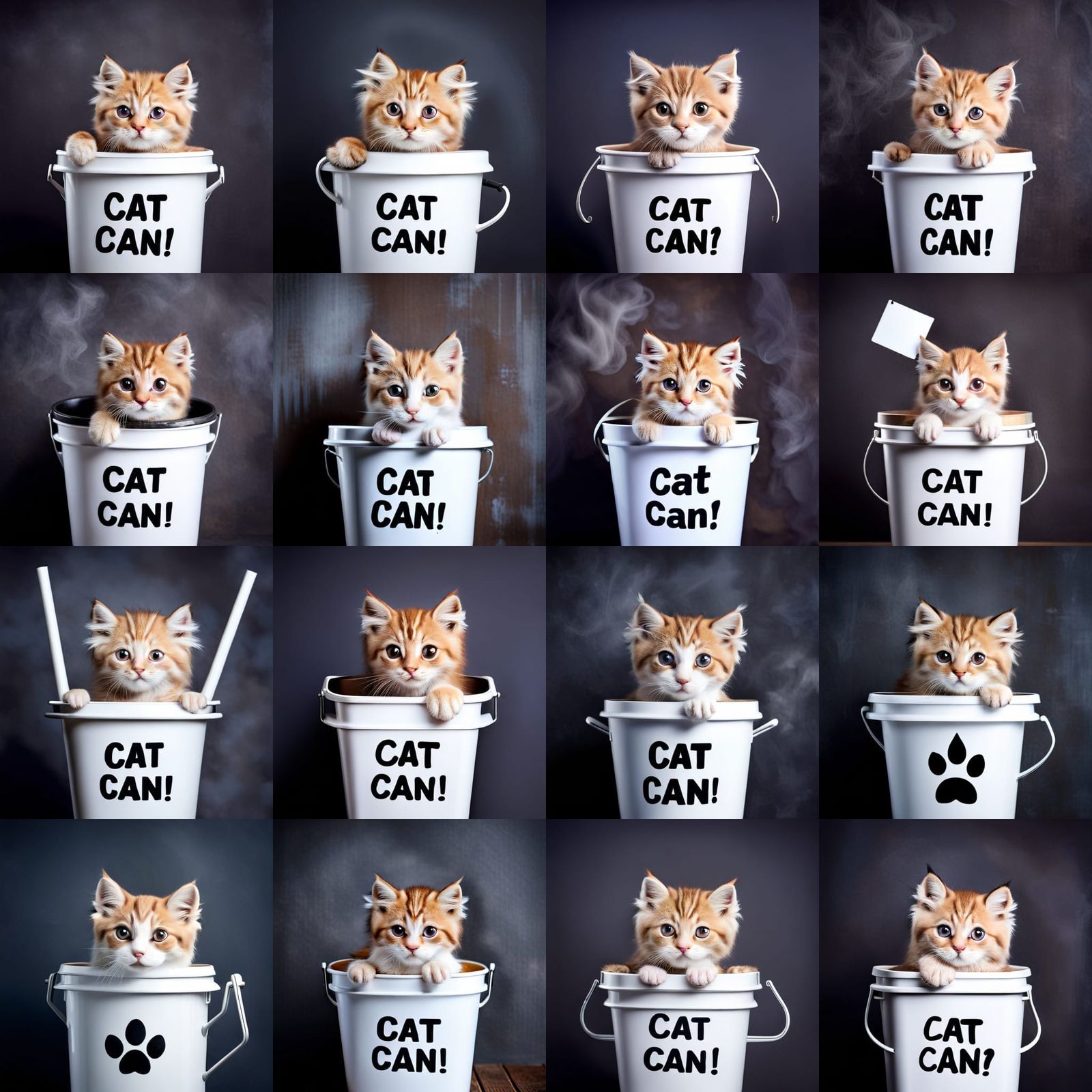 Sad kittens, in cat cans. - AI Generated Artwork - NightCafe Creator