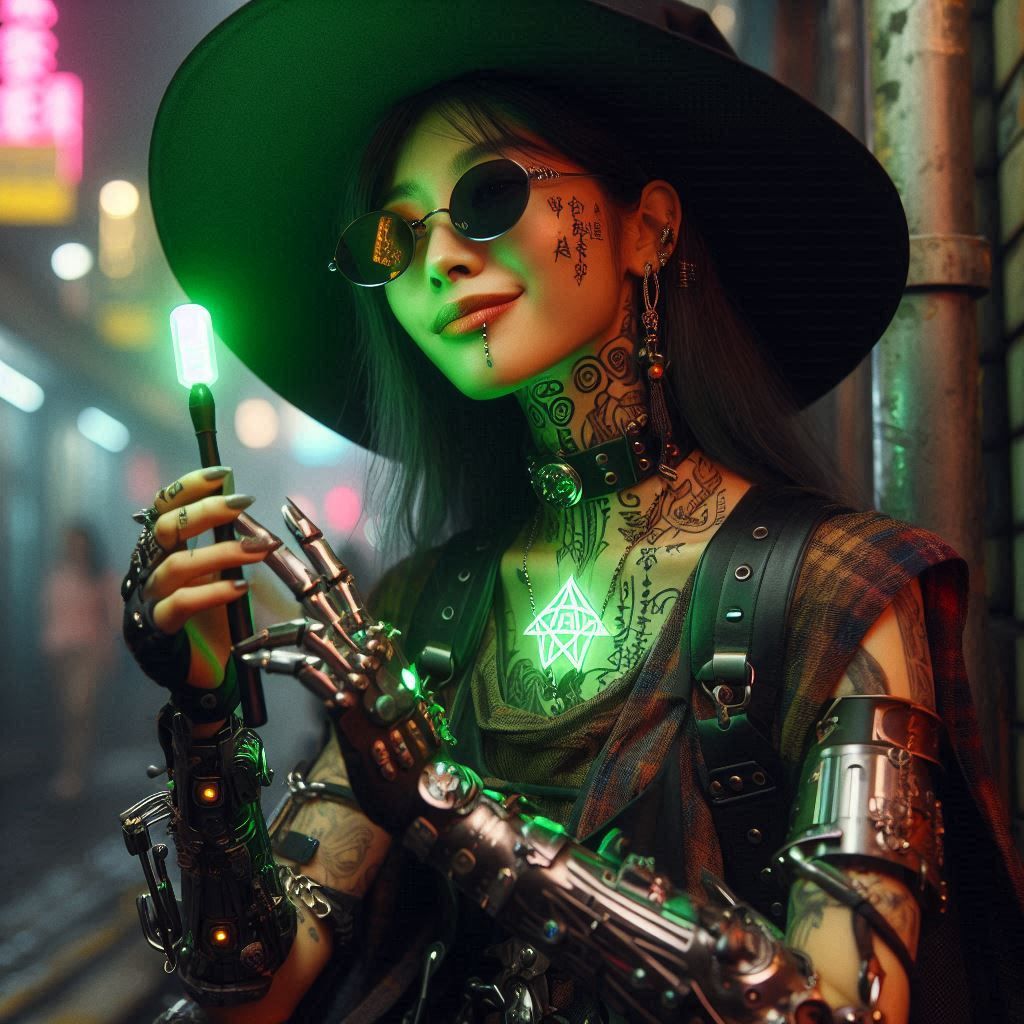 Cyberpunk street witch
