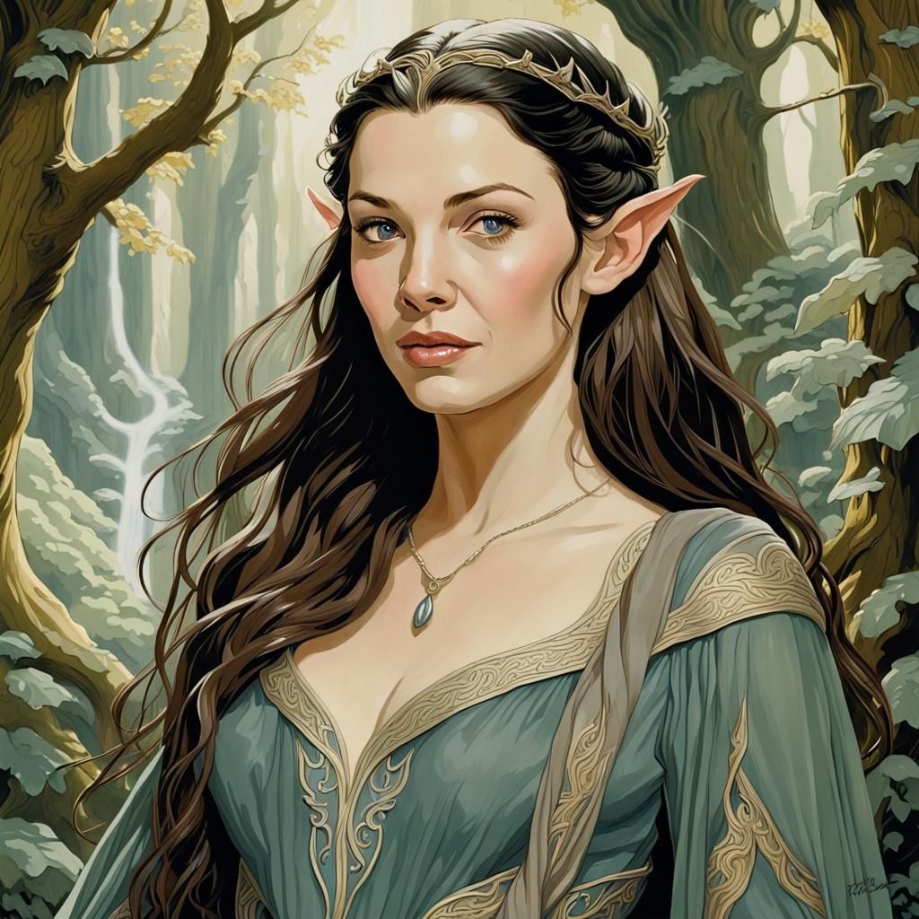 Liv Tyler as the elf Arwen in Lord of the Rings in surroundings like ...