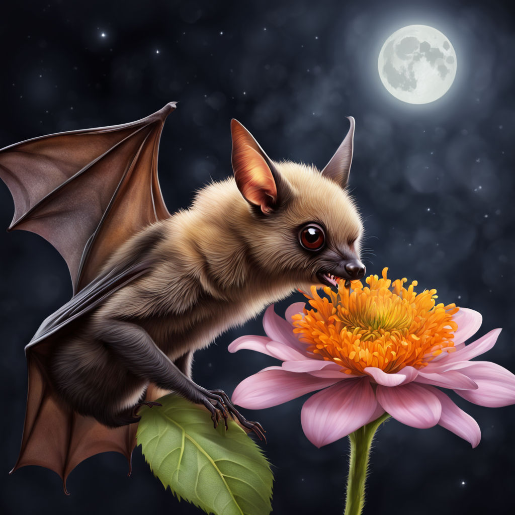 bat and a flower