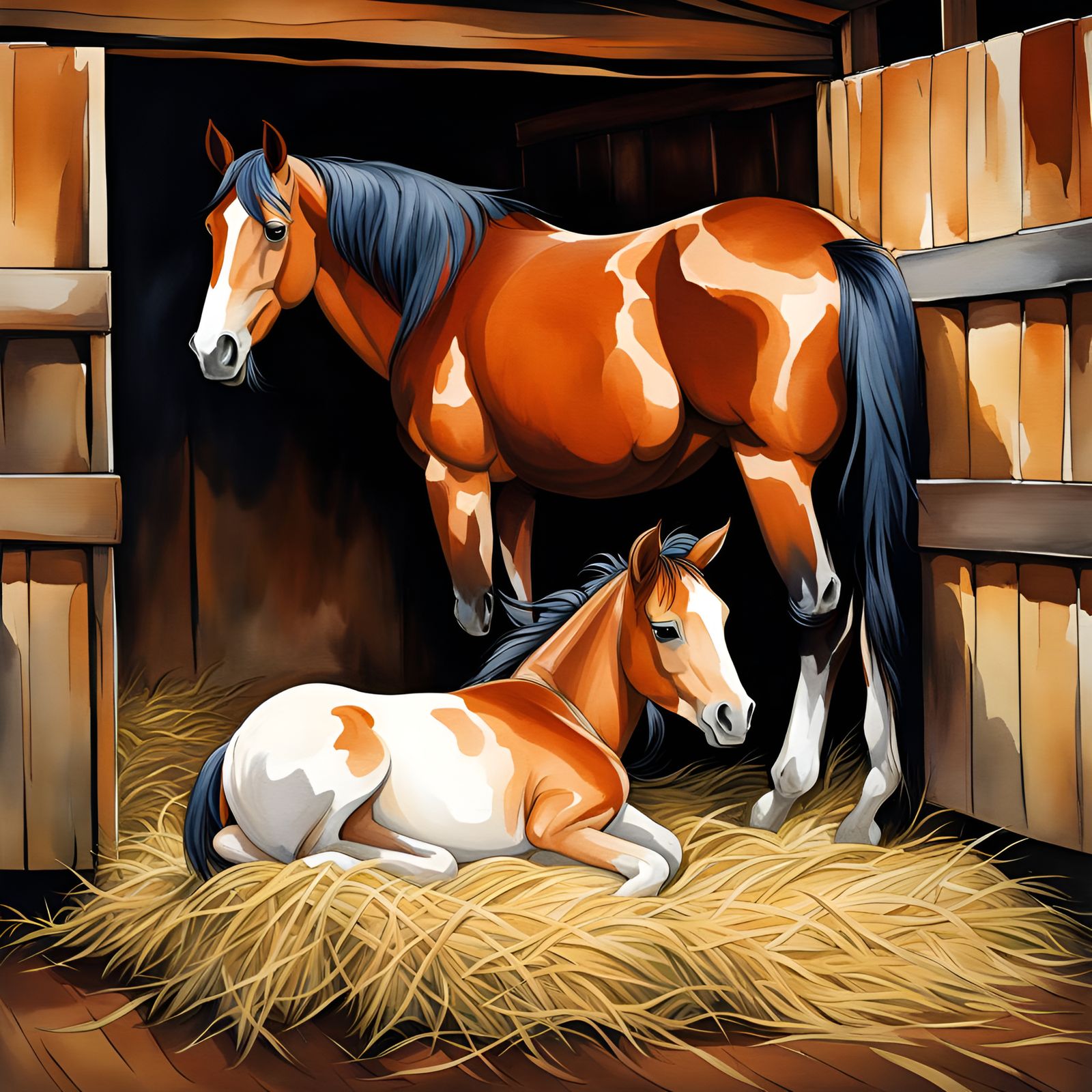 a horse with a baby