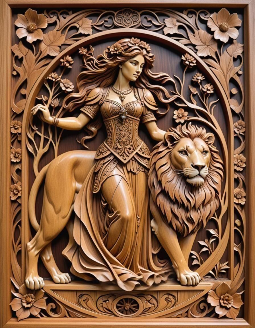 Wood carving, Wood carved tarot card.   by @Martinacats 