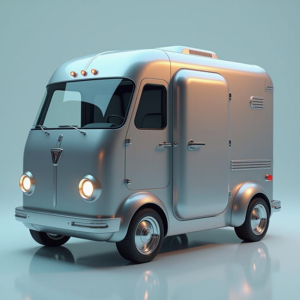 Retro Refrigerator Vehicle in Futuristic Industrial Style