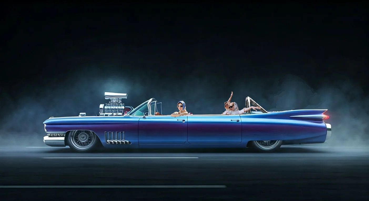Hyper-Customized Blue 1959 Woman Cadillac